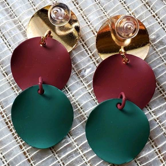 Fashion Bohemian Round Drop Metal Earrings purp/gn - Picture 11 of 14